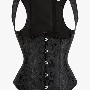 Black Brocade Shapewear Corset with Racerback